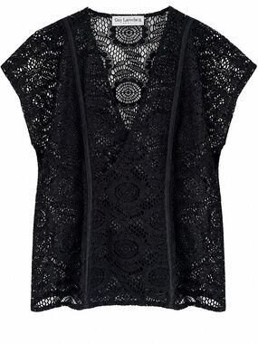 Vintage 1980s–90s Guy Laroche Paris Black‎ Lace Top Size 42 (small)